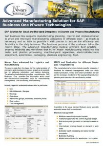 ERP for Advanced Manufacturing SAP Business One brochure cover from N'ware Technologies