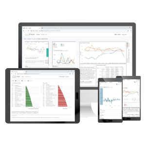 Nsight dashboards mocked up on a monitor screen, tablet and mobile