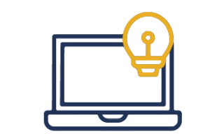 Laptop with yellow lightbulb icon